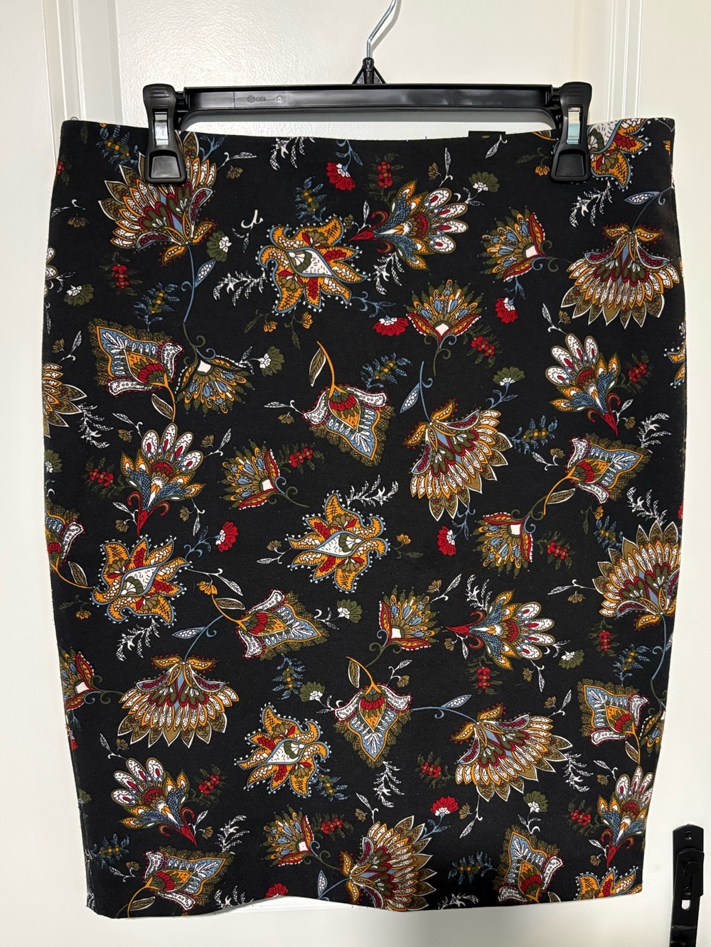 Grace Elements Black Multicolor Floral Pencil Skirt Size Medium